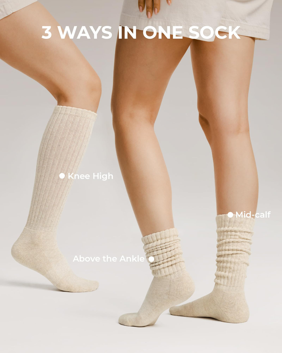 Fitrell Slouch Socks for Women, Knee High Scrunch Tube Boot Socks 3 Pairs 🍁 All In One Marketplace Canada