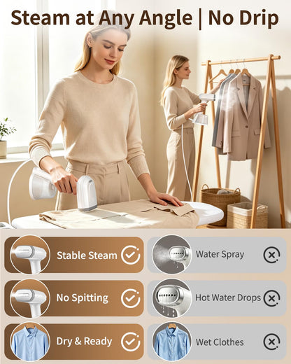 ELORTI Steamer Clothes, 1500W Fast Heating Handheld Portable Travel Steamer