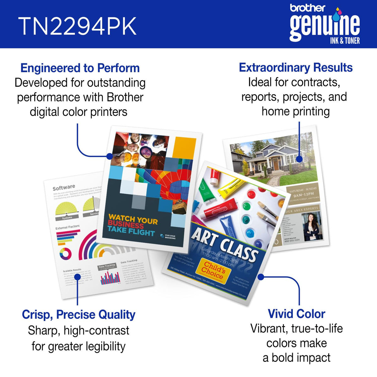 Brother Genuine TN2294PK Standard Yield Black, Cyan, Magenta and Yellow Toner Cartridges
