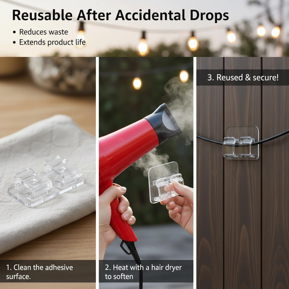 AFFAVON 40Pack Hooks for Outdoor String Lights,Heavy Duty Outdoor Light Clips, Self-Adhesive Weatherproof Wire Holders - Damage-Free Clear Hanging Clips for Christmas, Patio & Home Office 🍁 All In One Marketplace Canada