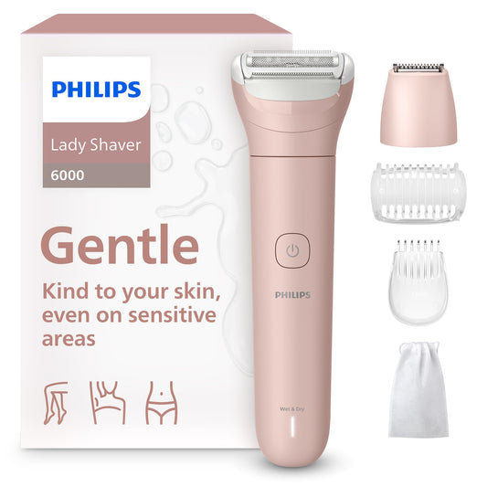 Philips Lady Shaver Series 6000, Cordless Electric Lady Shaver, Wet & Dry Electric Razor for Body Hair Removal, BRL137/00
