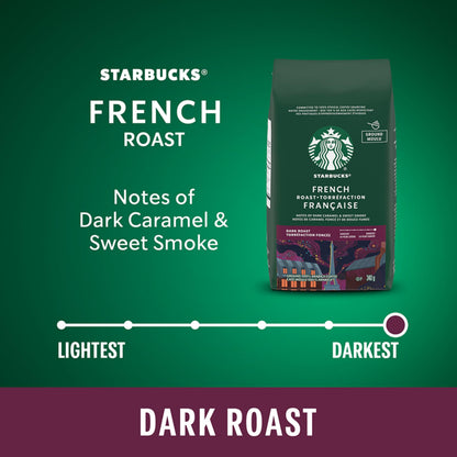Starbucks French Roast Ground Coffee 340g (6-Pack) - Dark Roast
