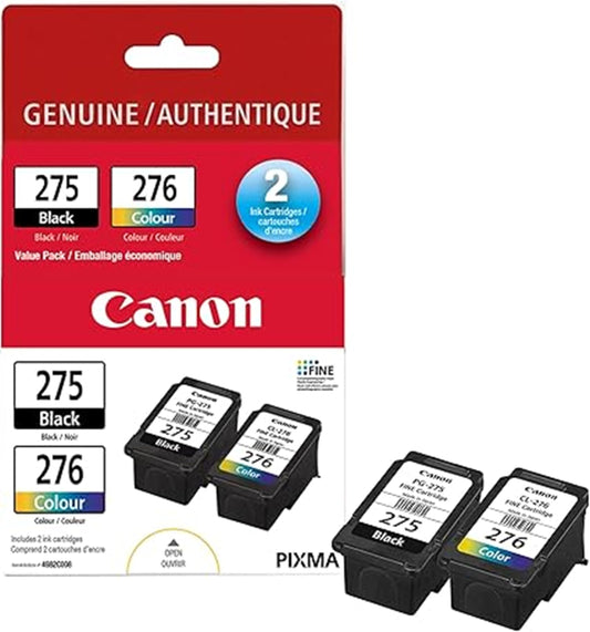 Canon Genuine Ink Cartridges PG-275 Black/CL-276 Colour, Value Pack (2 Count), Original Canon Printer Ink for PIXMA TR4720 / TS3720 / TS3520 Series Printers
