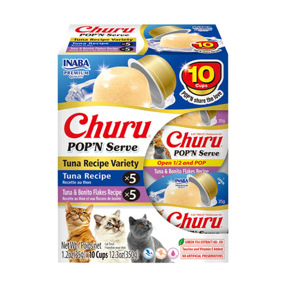 INABA Churu Pop'n Serve Lickable Cat Treats, Tuna Variety, 10ct
