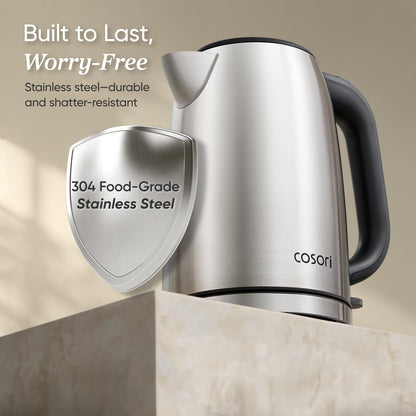 Cosori Electric Kettle Stainless Steel, 1.7L Cordless, 1500W, Auto Shut-Off - Available at All In One Marketplace Canada