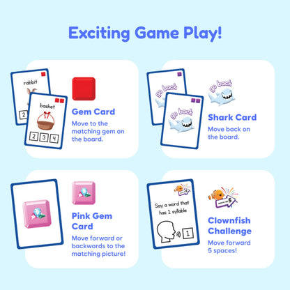 THE FIDGET GAME SquishyLand in Rainbow Reef - Educational & Phonics Learning Activities for Children in Pre-K to 2nd Grade - Mochi Squishy Toys Set with Board Game (2-6 Players) & Card Packs Included - Available at All In One Marketplace Canada