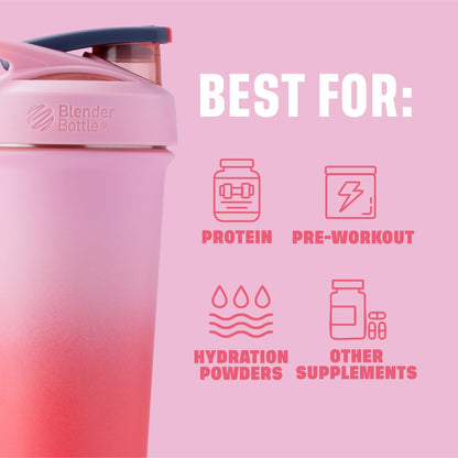 BlenderBottle Strada Sleek Shaker Cup Insulated Stainless Steel Water Bottle with Wire Whisk, 25-Ounce, Flamingo Ombre 🍁 All In One Marketplace Canada