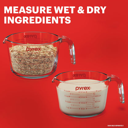 Pyrex 3 Piece Glass Measuring Cup Set, Includes 1-Cup, 2-Cup, and 4-Cup Tempered Glass Liquid Measuring Cups, Dishwasher, Freezer, Microwave, and Preheated Oven Safe, Essential Kitchen Tools - Available at All In One Marketplace Canada