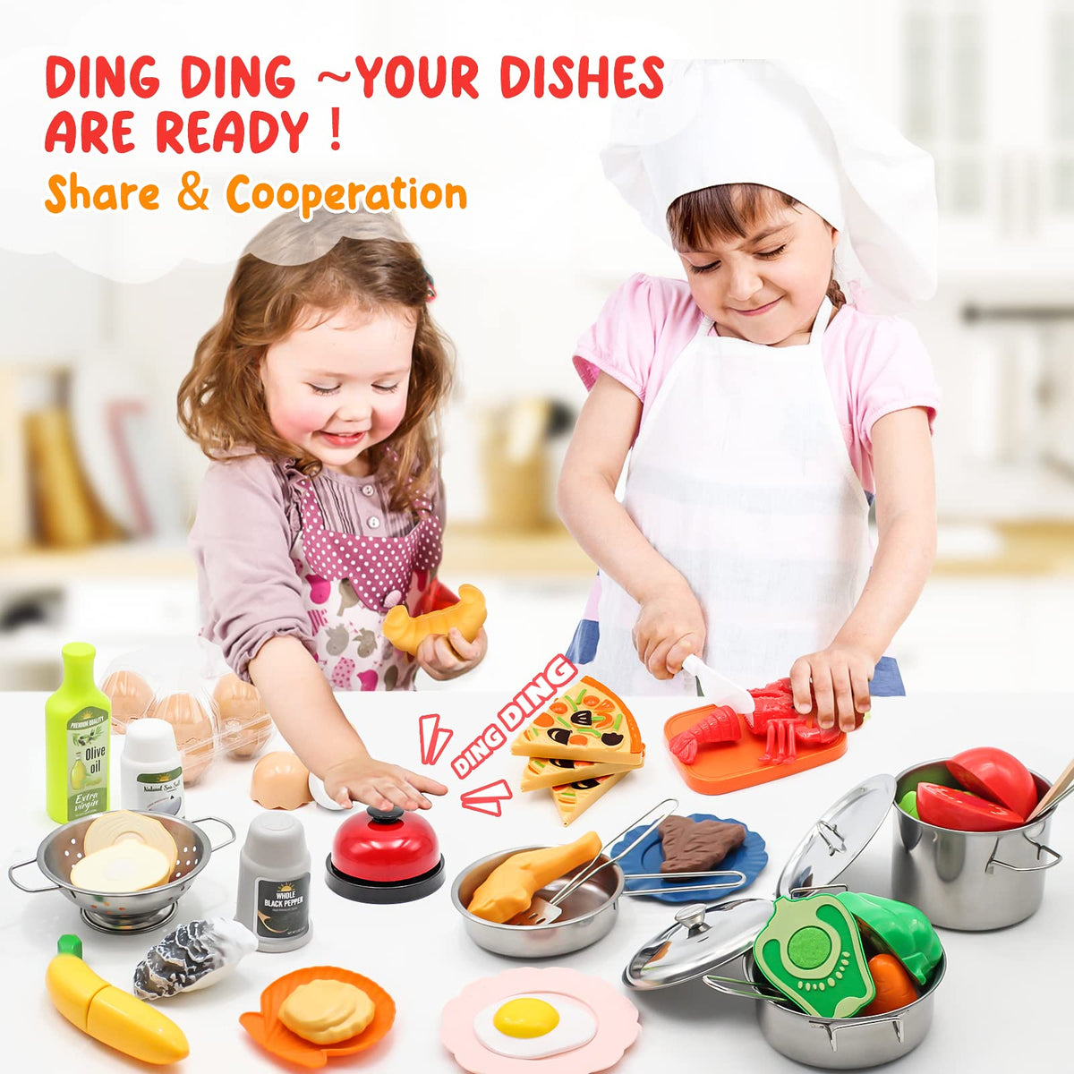 Kids Pretend Play Kitchen Accessories Set, 38pc Play Pots Pans Set for Kids 🍁 All In One Marketplace Canada