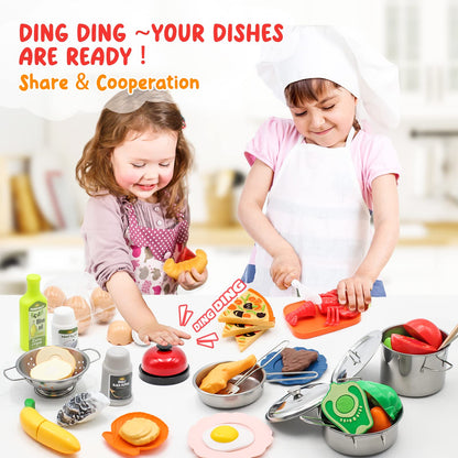 Kids Pretend Play Kitchen Accessories Set, 38pc Play Pots Pans Set for Kids 🍁 All In One Marketplace Canada