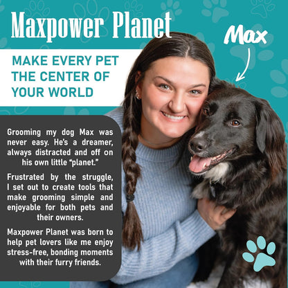 Maxpower Planet Pet Grooming Brush - Double Sided Shedding, Dematting (A1 Blue, Large)
