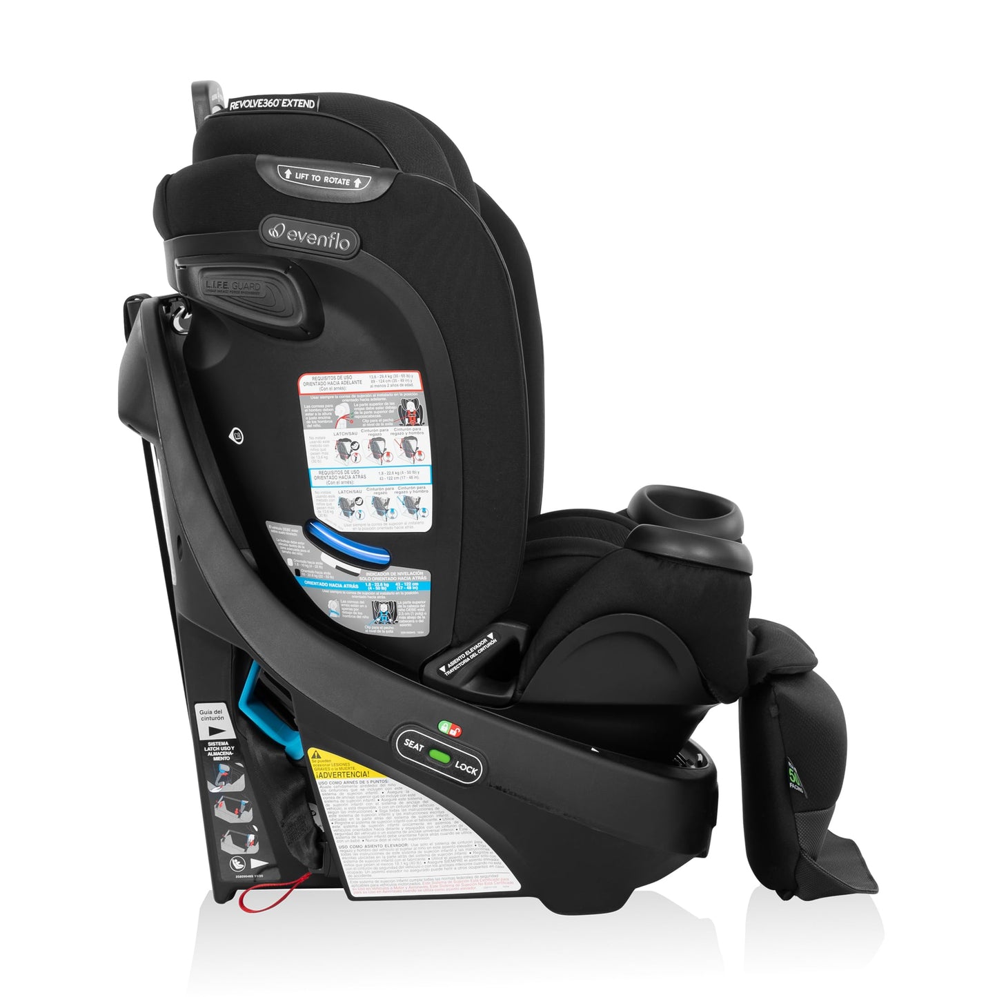 Evenflo Gold Revolve360 Extend All-in-One Rotational Car Seat with SensorSafe - Onyx Evenflo
