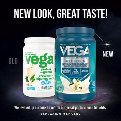 Vega Protein + Supergreens - Salted Caramel Plant-Based Powder, 20g Pea Protein with Organic Vegetables, 17 Servings, 510g