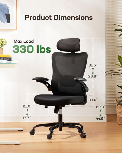 Marsail Ergonomic Office Chair, High Back Mesh with Lumbar Support