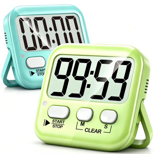 Antonki 2-Pack Kitchen Timer for Cooking, Digital Timer for Kids Teacher Study Classroom, Magnetic Countdown Minuteur for Egg Baking Oven Exercise - Battery Included