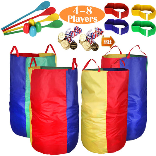 CWLAKON Outdoor Carnival Games Potato Sack Race Bags for Kids Adults, Egg and Spoon Race, 3 Legged Race Bands, Outside Backyard Lawn Yard Field Day Birthday Party Camping Picnic Family Reunion Game - Available at All In One Marketplace Canada