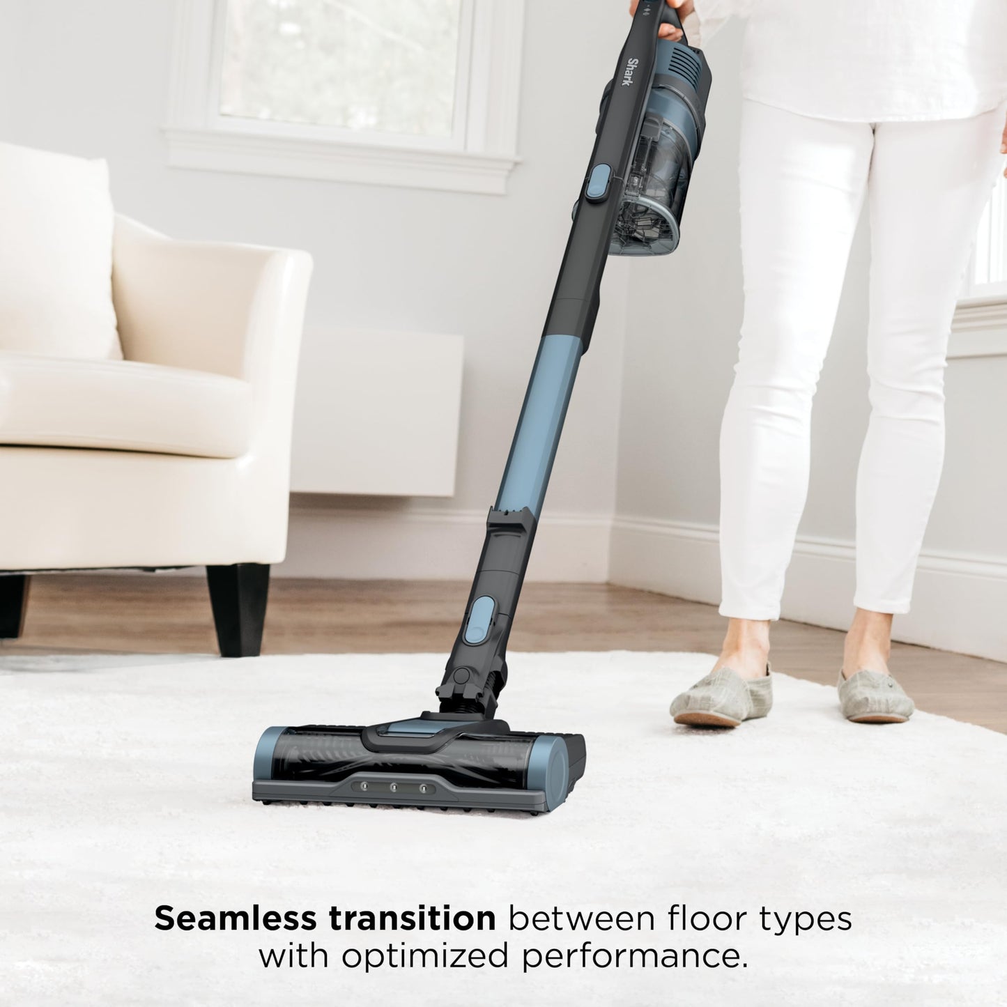 Shark Pet Cordless Stick Vacuum with Large Dust Cup, LED Headlights, Removable Handheld Vac, Lightweight, Crevice Tool, Carpet & Hard Floors, 40min Runtime, Ice Blue, IX141AMZ