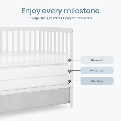 Dream On Me Synergy 5-in-1 Convertible Crib in White, Greenguard Gold Certified, BSA Certified, 3 Mattress Height Settings, Classic Nursery Furniture 🍁 All In One Marketplace Canada
