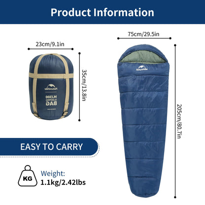 Naturehike Mummy Backpacking Sleeping Bag for Cold Weather, Winter Camping Sleeping Bag for Adults, Cotton Comfortable Sleeping Bag for Hiking,Climbing,Travelling 🍁 All In One Marketplace Canada