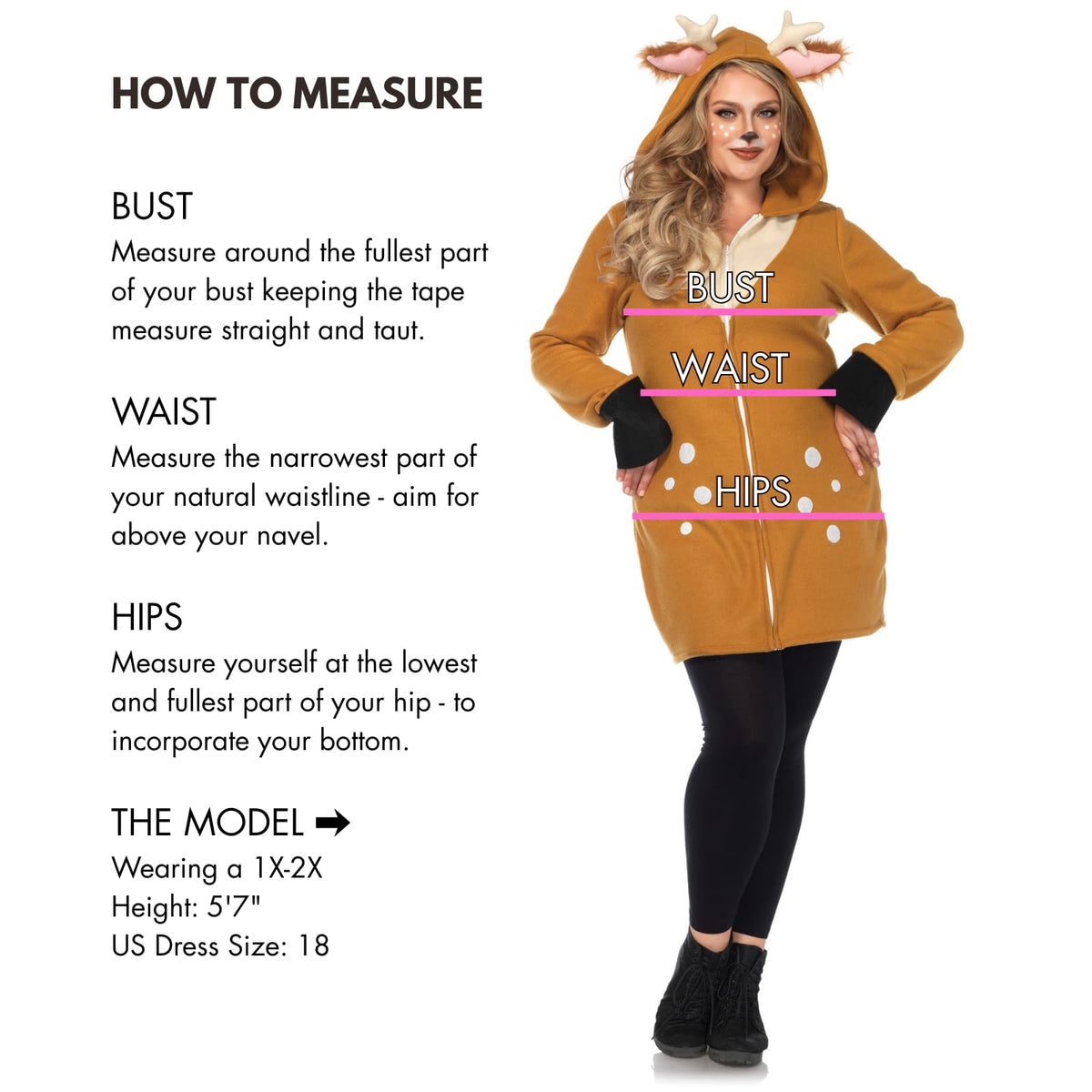 Costume d'Halloween pour femme Leg Avenue, faon douillet à capuche, multicolore, très grand (XL)