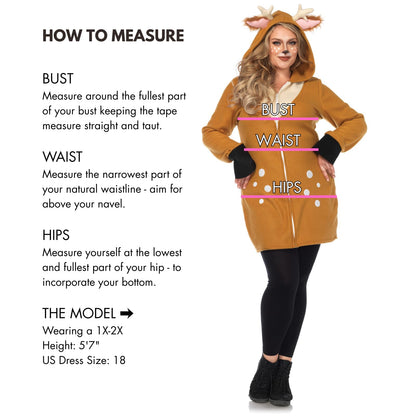 Costume d'Halloween pour femme Leg Avenue, faon douillet à capuche, multicolore, très grand (XL)