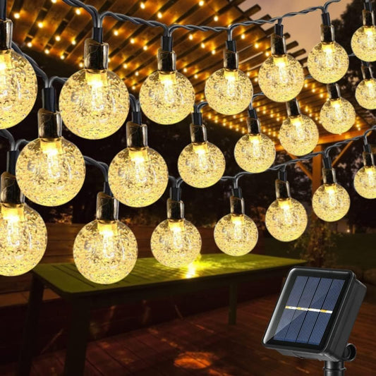 Toodour Solar String Lights Outdoor, 56ft 100 LED Globe String Lights, Waterproof Crystall Ball Lights Solar Patio Lights with 8 Modes for Garden Lawn Gazebo Yard, Outdoor Decorations - Warm White