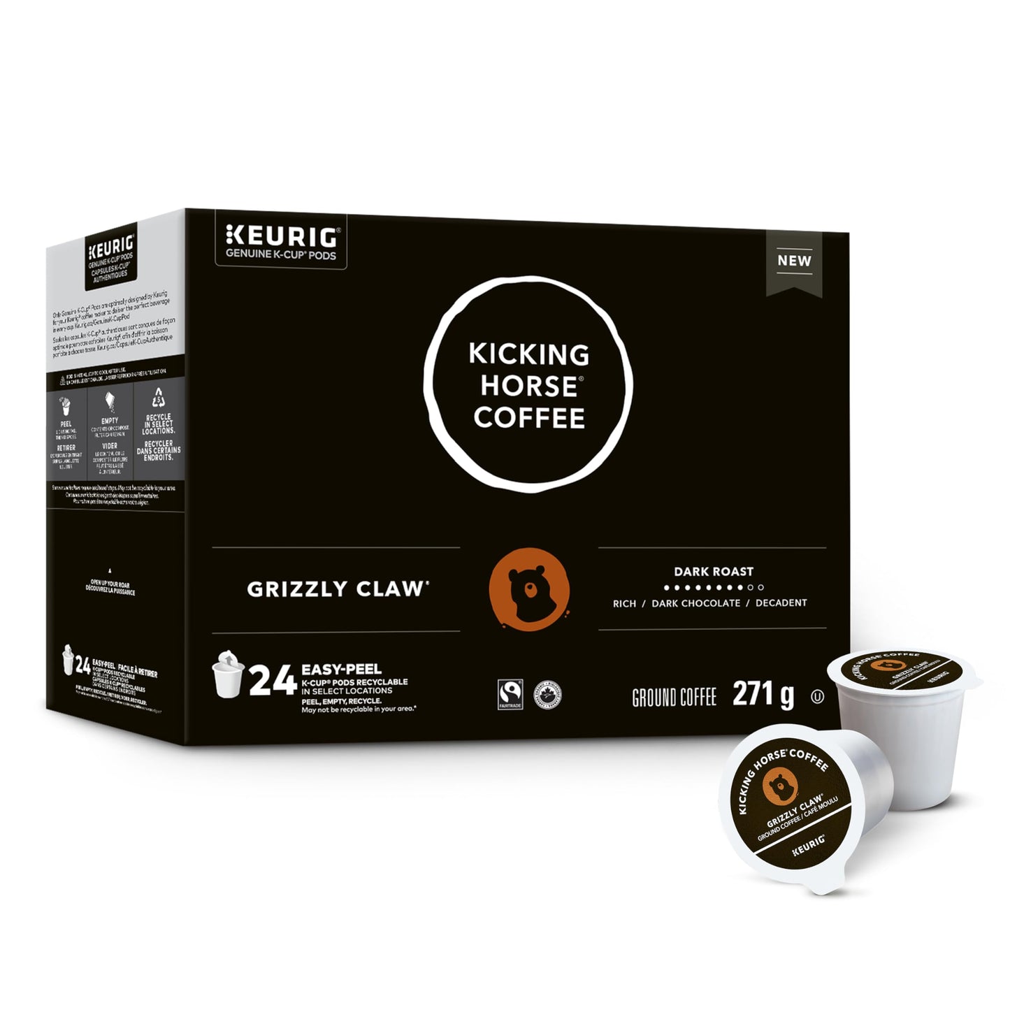 Kicking Horse Grizzly Claw, Dark Roast, K-Cup Coffee Pods, 24 Count