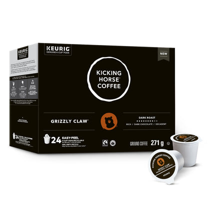Kicking Horse Grizzly Claw, Dark Roast, K-Cup Coffee Pods, 24 Count