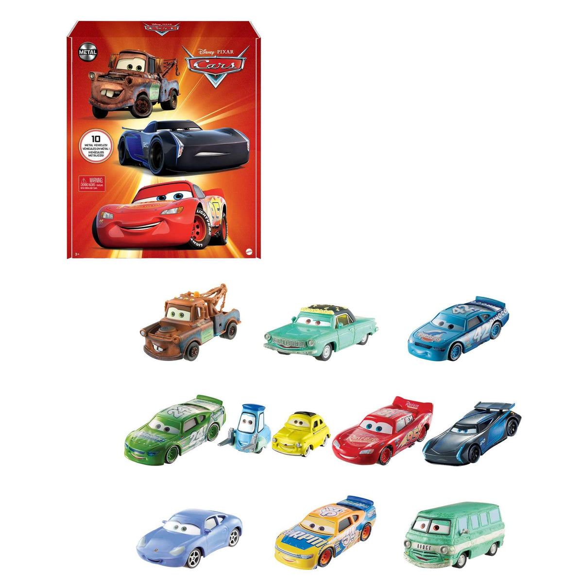 Mattel Disney Pixar Cars Die-Cast Mini Racers 10-Pack Vehicles, Miniature Racecar Toys For Racing, Small, Portable, Collectible Automobile Toys Based on Cars Movies, For Kids Age 3 and Up