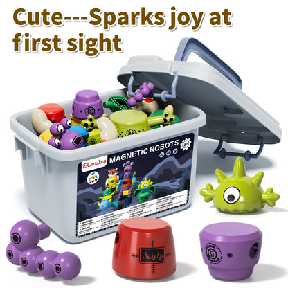 BLmukce Magnetic Robot Toy for Kids 3-5, 35 PCS STEM Educational Playset with Storage Box, DIY Stacking Monster Robots, Toddler Creative Building Toys Gift for Boys Girls (Christmas Birthday) 🍁 All In One Marketplace Canada