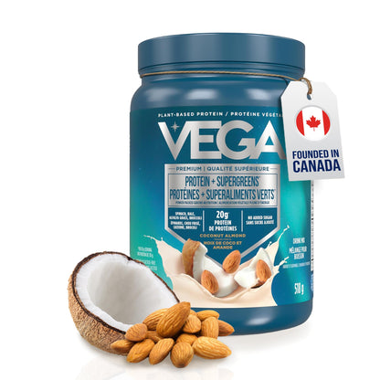 Vega Protein + Supergreens Vegan Plant Based Protein Powder – 20g Organic Pea Protein, Dairy-free, Healthy Breakfast Shake – Coconut Almond, 18 Servings, 518 grams (Pack of 1)