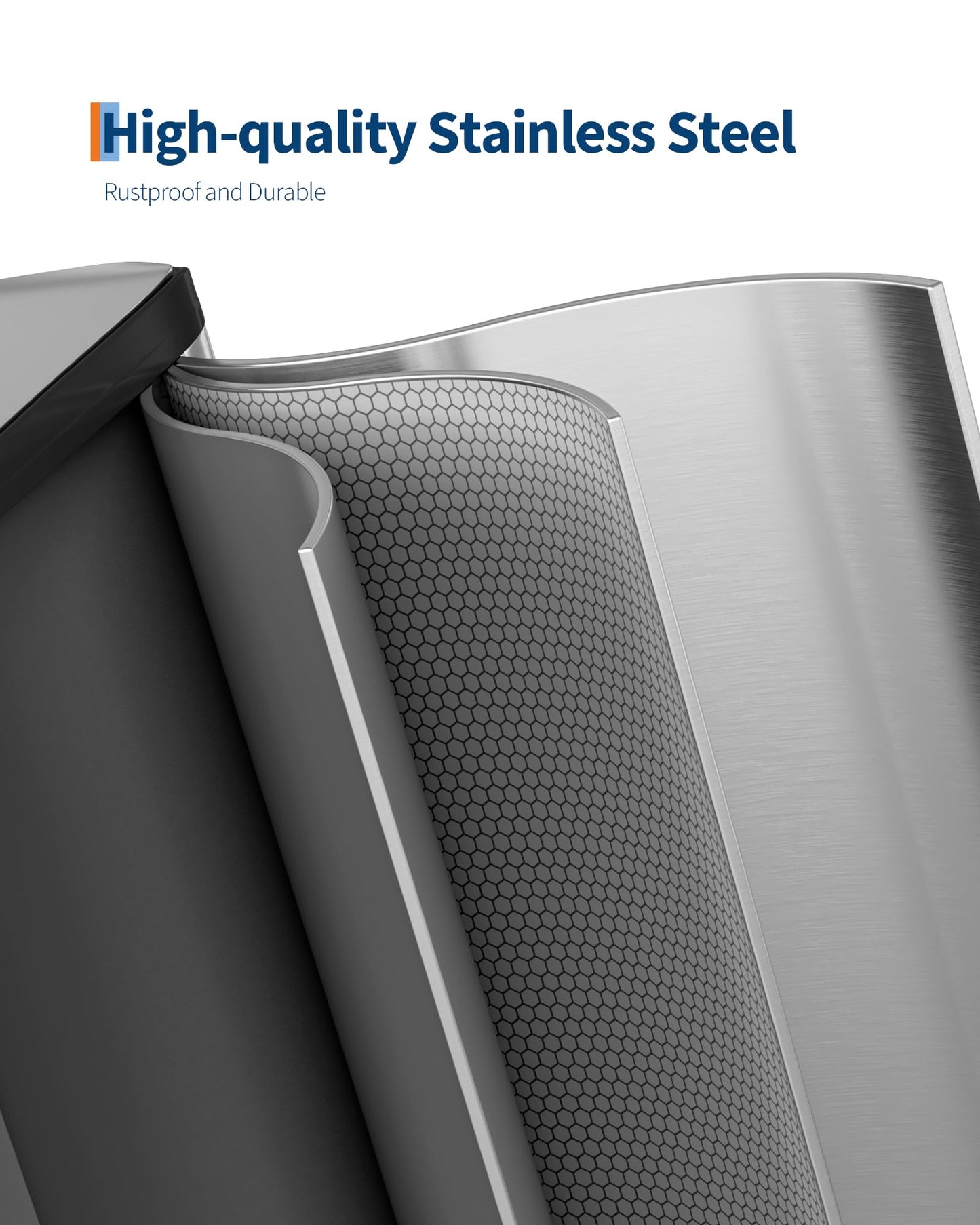 GarveeHome 2x8 Gallon Stainless Steel Dual Trash Can with Lid, Large Kitchen Step-on Garbage and Recycle Bin Combo, Metal Double Trash Can with PP Inner Buckets & Liner Rim for Kitchen Waste Sorting GarveeHome