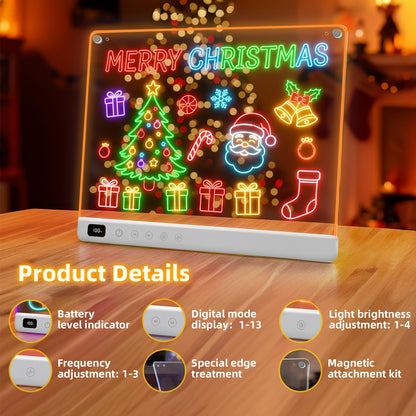 Lumiboard Led Drawing Board with 13 Light Effects, 13.7"x10" Rechargeable Glow Doodle LED Note Board with Colors, Neon Light Up Drawing Tablet Gifts for Kids for Christmas Birthday Gifts Presents - Available at All In One Marketplace Canada