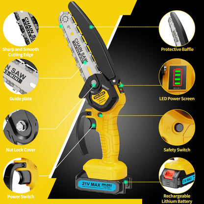 Mini Chainsaw - 6 Inch Battery Chainsaw with Power Display, 2 Batteries Included, Garden Tool for Tree Branch Trimming & Wood Cutting, Ideal Holiday Gifts for Men, Fathers & Gardening Enthusiasts 🍁 All In One Marketplace Canada