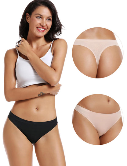 VOENXE Seamless Women Underwear Thongs,No Show Ladies Panties,Breathable Active Sports Thong,Invisible Workout Undies 5 Pack
