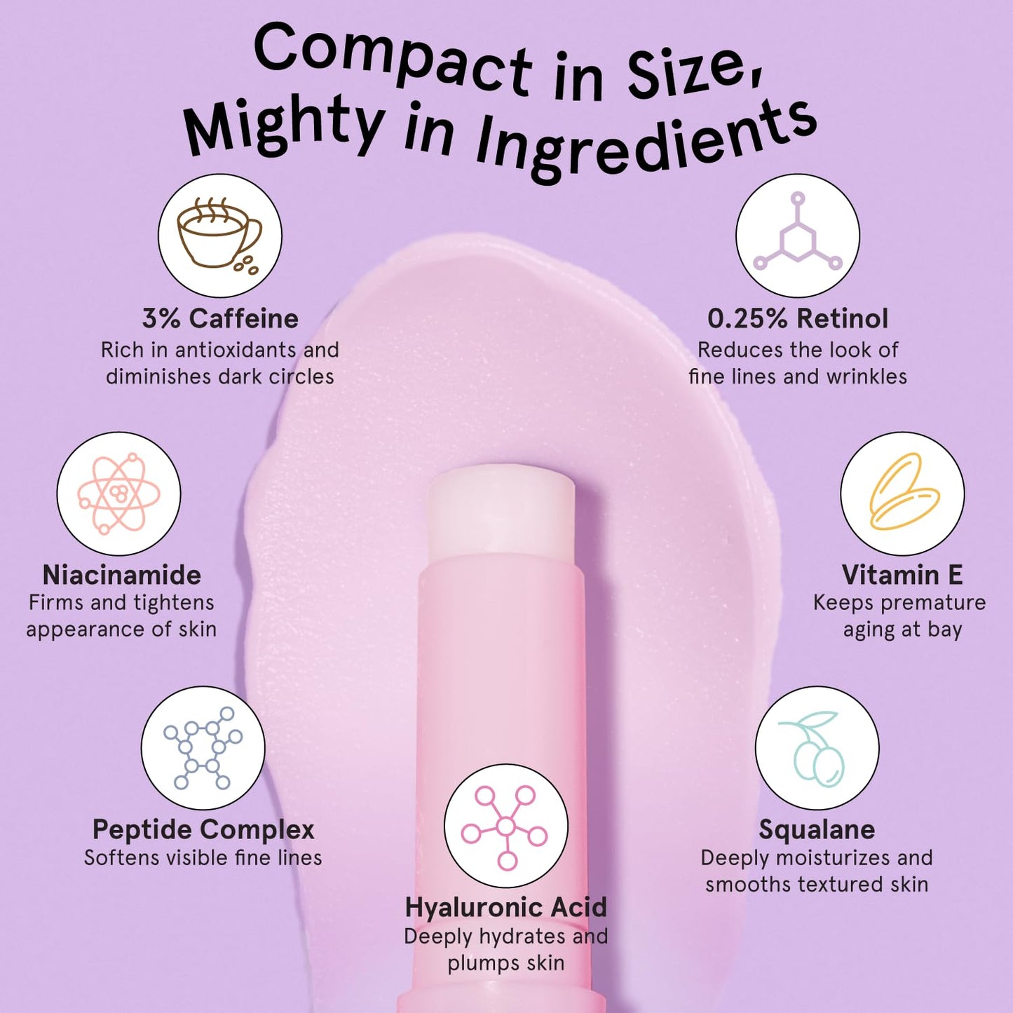 grace & stella Retinol & Caffeine Eye Cream Stick - Under Eye Cream for Dark Circles, Anti-Aging, Puffiness, Wrinkles, Undereye Bags - Brightener with Niacinamide - Vegan Skincare (0.13 oz/3.5 g)