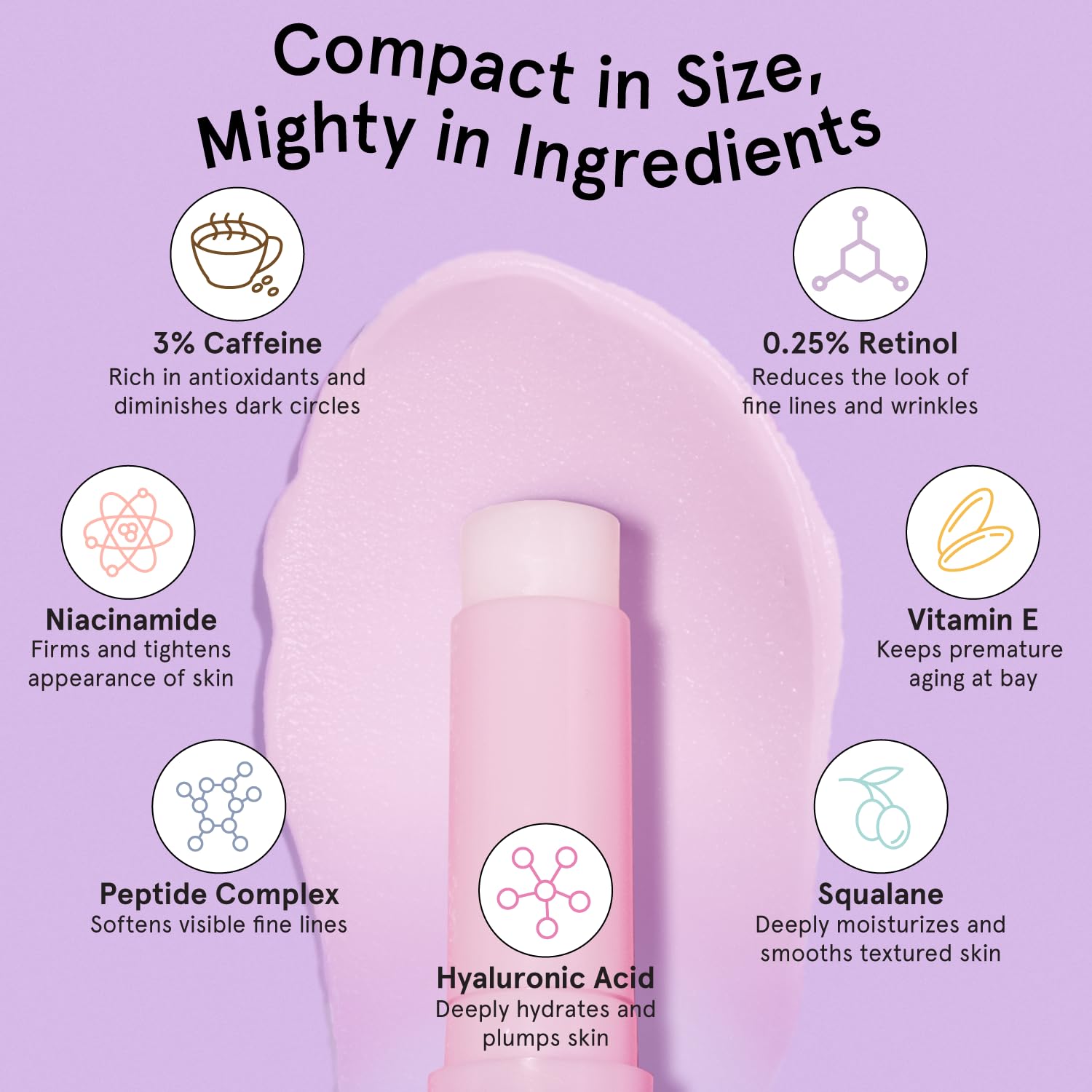 grace & stella Retinol & Caffeine Eye Cream Stick - Under Eye Cream for Dark Circles, Anti-Aging, Puffiness, Wrinkles, Undereye Bags - Brightener with Niacinamide - Vegan Skincare (0.13 oz/3.5 g)