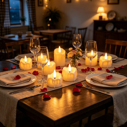 Yakpo 12 Pack LED Timer Tea Light Battery Operated, Flameless Flickering LED Votive Tealight Timer Candles, Outdoor Electric Flicker Fake Candle Bulk for Christmas Halloween Pumpkin Light Decorations 🍁 All In One Marketplace Canada