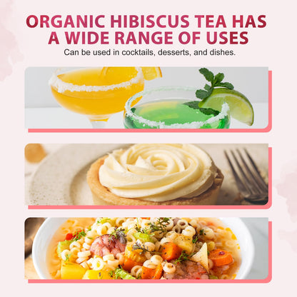 Soeos Organic Hibiscus Tea, 1lb (16oz) Whole Dried Hibiscus Flowers, Caffeine-Free Herbal Tea with Bold Tart Flavor, Perfect for Iced Tea, Hot Infusions & Floral Blends.