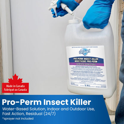 OnGuard Pro-Perm Insect Killer 3.78L | Bed Bug Spray | Fast Action, Residual (24/7), Non-Flammable, Water-Based Solution | 0.35% Permethrin | Ants, Bedbugs, Spiders, Cockroaches, Ticks, Fleas
