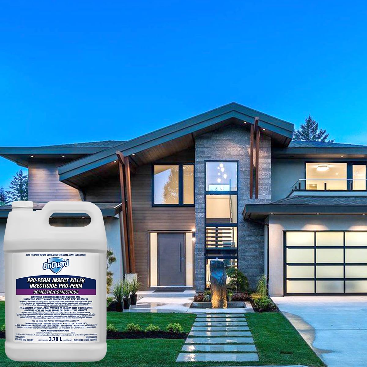 OnGuard Pro-Perm Insect Killer 3.78L | Bed Bug Spray | Fast Action, Residual (24/7), Non-Flammable, Water-Based Solution | 0.35% Permethrin | Ants, Bedbugs, Spiders, Cockroaches, Ticks, Fleas