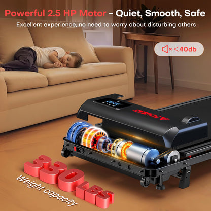 Walking Pad, FOUSAE 3 in 1 Max 6.2 MPH Treadmill for Home with Double Frame 330 LB Weight Capacity, Powerful 2.5 HP Wider Belt Walking Pad with 9% Incline, 12 HIIT Programes, Magnetic Remote Control