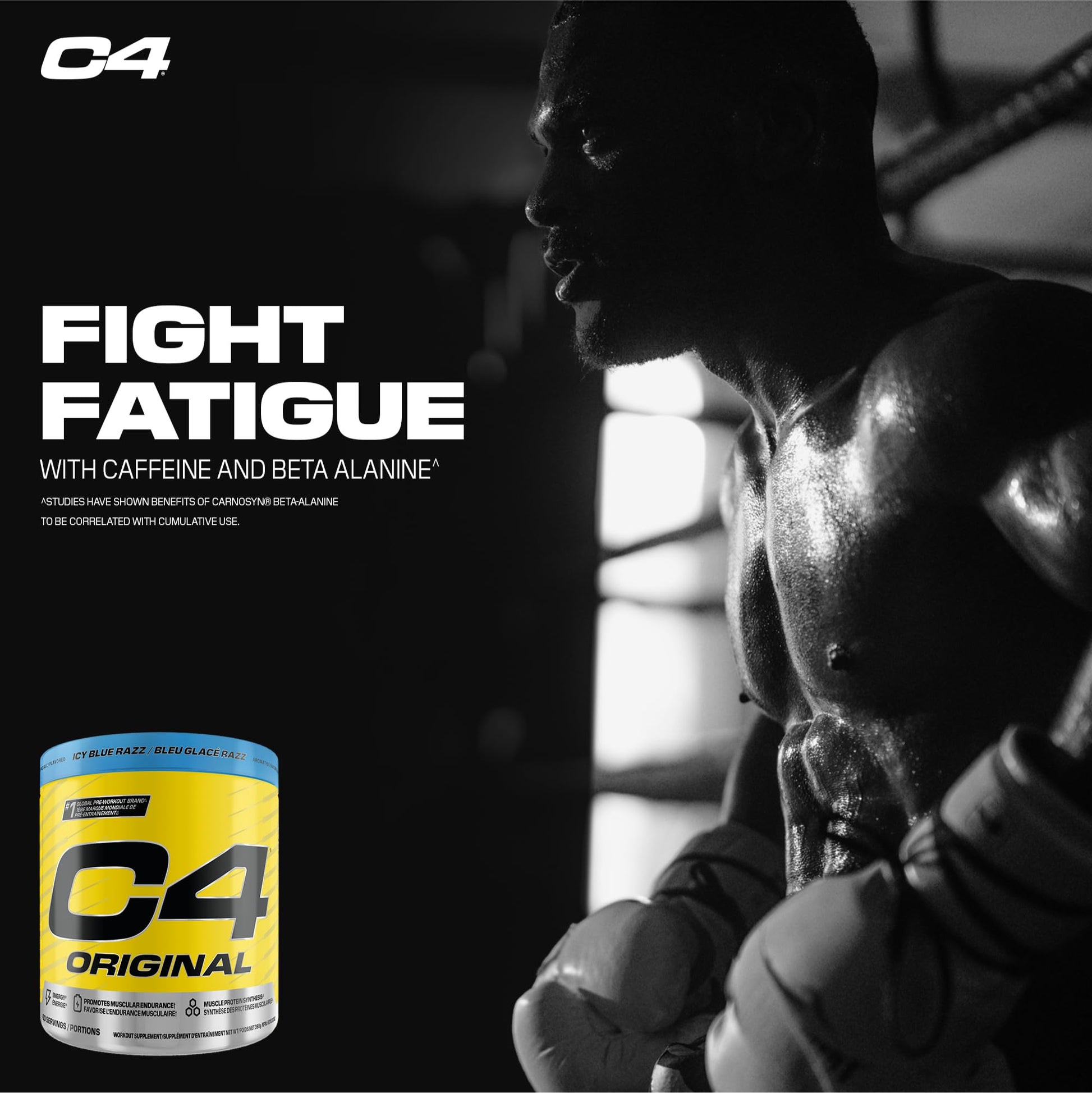 Cellucor C4 Original Pre Workout Powder - Sugar Free Preworkout Energy for Men & Women - 150mg Caffeine, Beta Alanine, Creatine - Icy Blue Razz, 60 Servings Cellucor