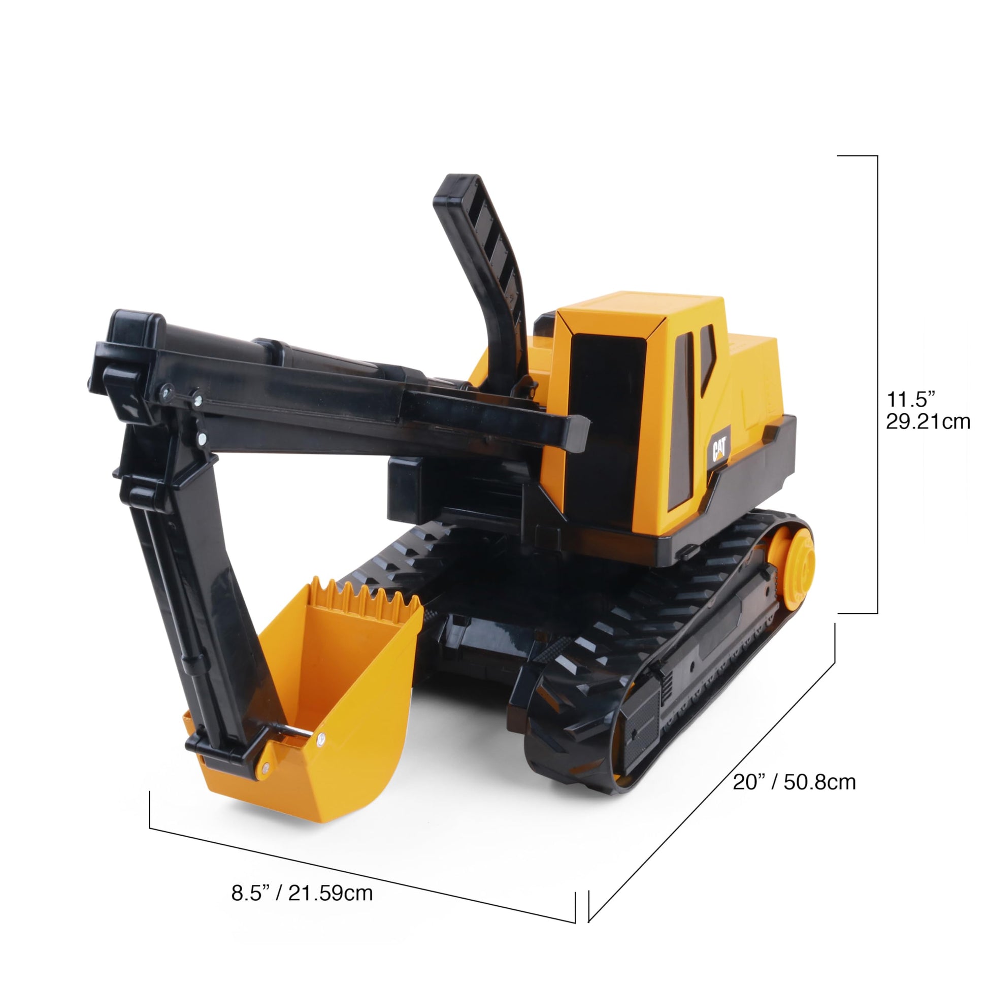 Cat Construction Toys, Steel Excavator 20" - Real Steel Body, Working Metal Bucket & Treads, Ergonomic Handles, Heavy-Duty Construction Vehicle for Indoor/Outdoor Play, Kids Ages 3 + CAT