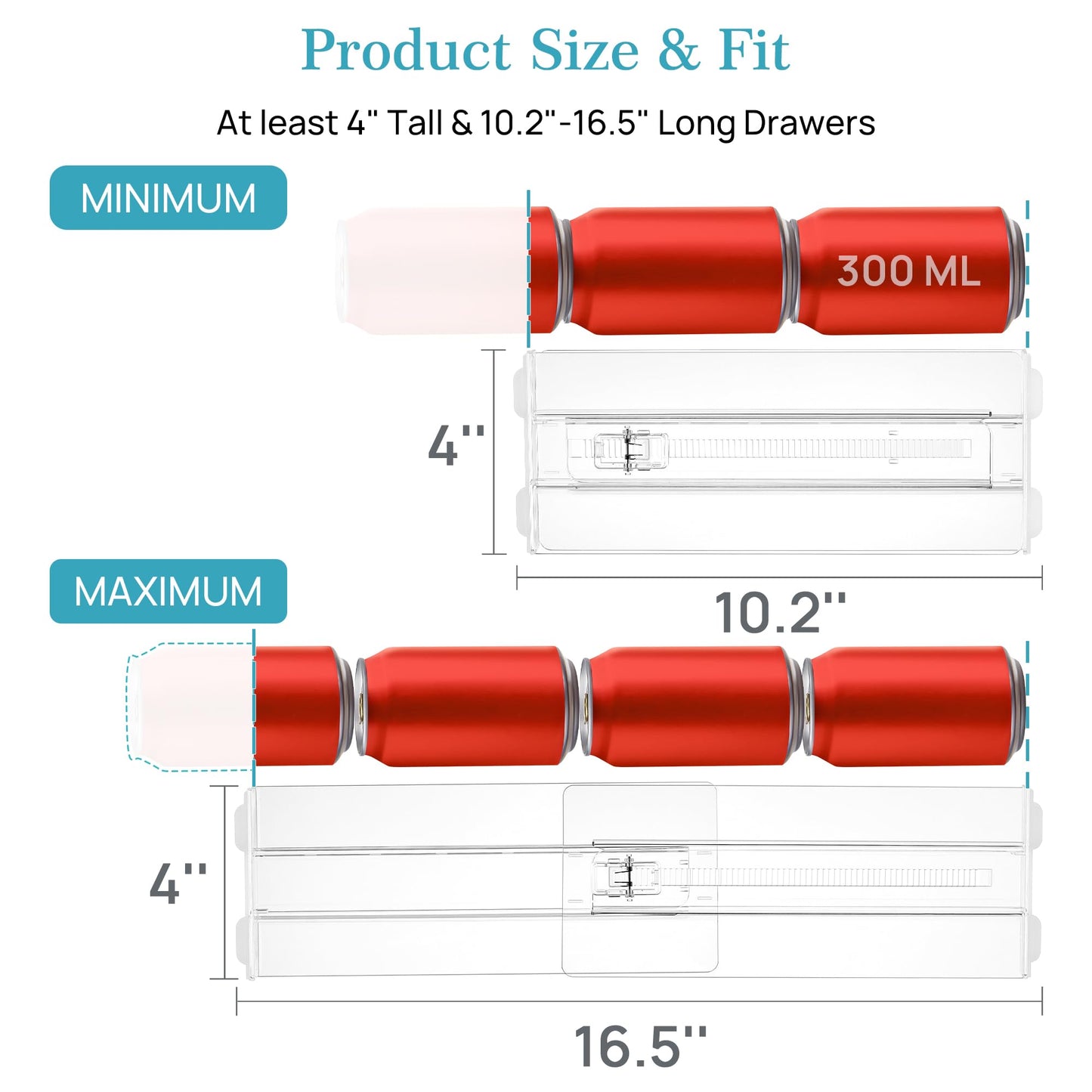 Vtopmart 8 Pack Drawer Dividers for Clothes, Adjustable 4" High Expandable from 10.2"-16.5" Dresser Drawer Organizer, Clear Plastic Dresser Organizer for Baby Clothes, Underwear, Socks - Available at All In One Marketplace Canada