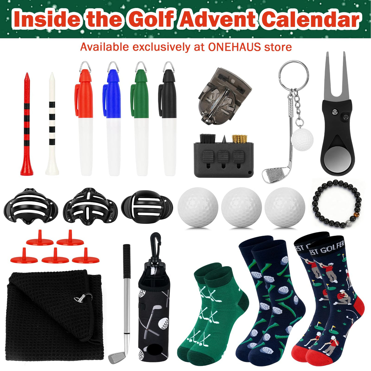 ONEHAUS Golf Advent Calendar 2026 for Men 24 Pcs Golf Accessories Christmas 🍁 All In One Marketplace Canada