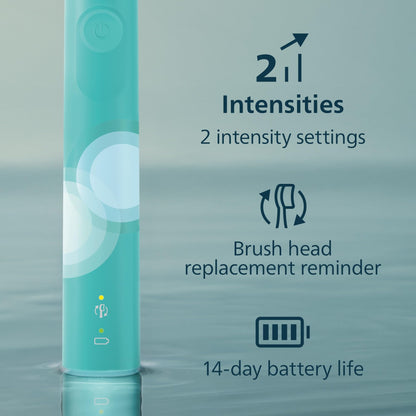 Philips Sonicare 4100 Electric Toothbrush, Sonic Toothbrush with Two Intensity Levels, Pressure Sensor and Timer, Cleansing Blue Prismatic, Model HX3689/23