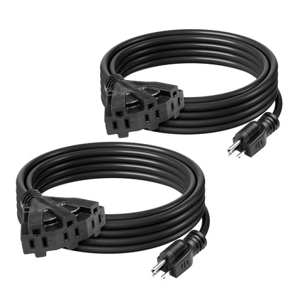 BN-Link's 2 Pack Outdoor Extension Cord Set is Ideal for Holiday Yard Decorations and Garden Equipment. with Three outlets You can Plug in Loads up to a Total of 13amps/1625watts. (Black, 15ft) 🍁 All In One Marketplace Canada