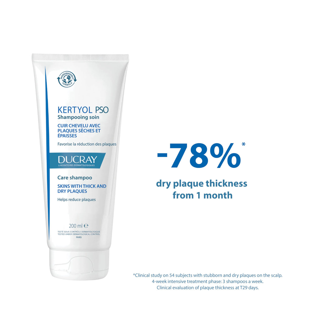 Ducray Kertyol PSO medicated scalp shampoo for plaques, 200ml