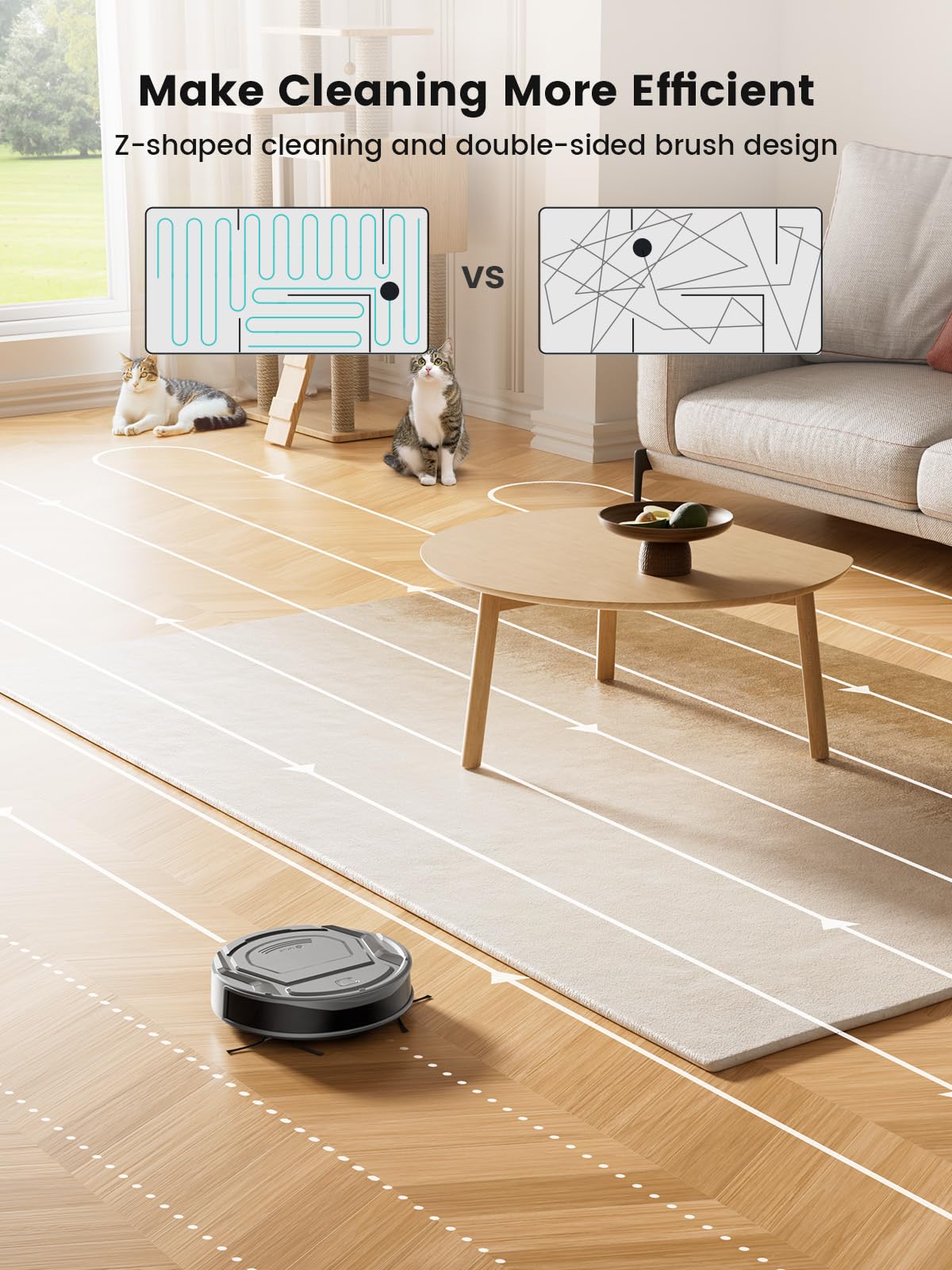 Lefant M210Pro Robot Vacuum Cleaner, 6 Cleaning Modes, 200 Mins Runtime, 4000Pa Suction, SmartSense Technology, Multi-Surface Cleaning, Ideal for Pet Hair and Hard Floor - Available at All In One Marketplace Canada